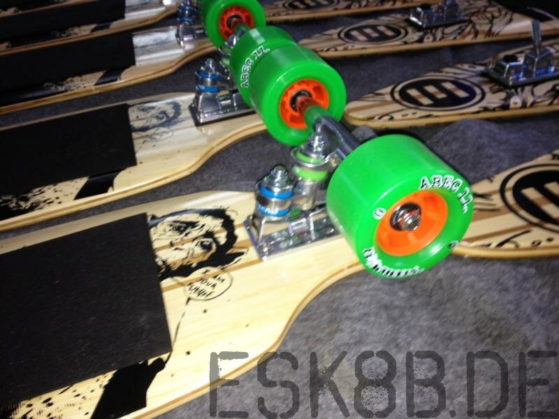 production shots during construction of the snubnose with abec 11 flywheels