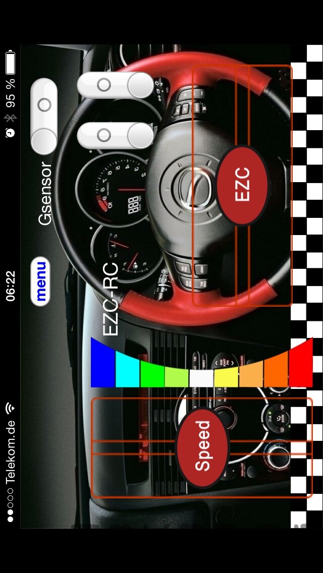 So sieht die App auf dem Handy aus.

Habe den ESC auf dem Kanal von der Lenkung angeschlossen.
Hochschieben = Gas geben
Los lassen = Null 
Nach hinten = bremsen
Alles mit dem Daumen (ist ein wenig ungewohnt)